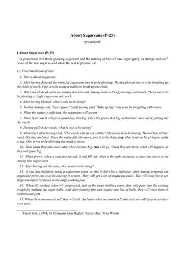 P-25: About Sugarcane