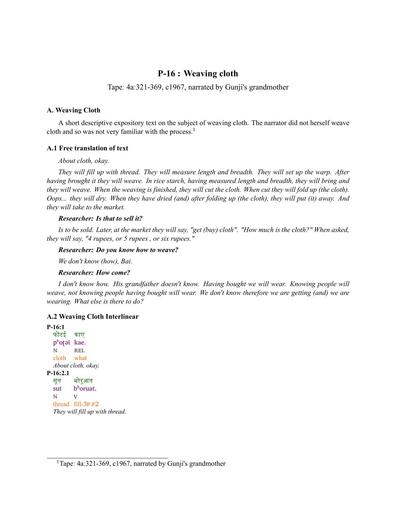 P-16: Weaving cloth